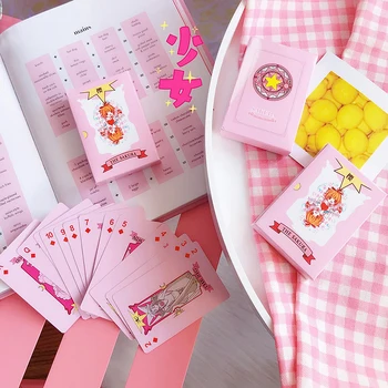 Sailor CardCaptor Sakura Cosplay Pokerio Kinomoto Sakura Rausvos Spalvos, Popieriniai Moterys Vyrai Helovinas Rekvizitai Kortos