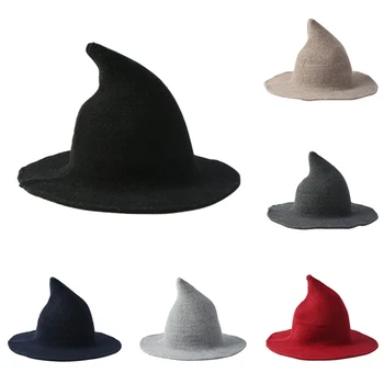 Helovinas ragana skrybėlę Vyrų ir Moterų vilnos Megzti Skrybėlę Mados Kietas Skrybėlę Draugei Dovanų Šalis Išgalvotas Suknelė, Skrybėlė