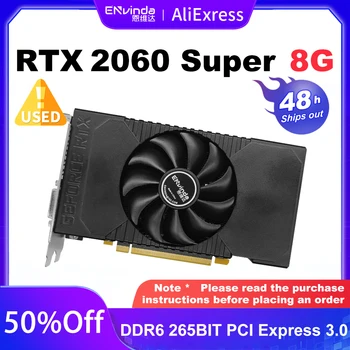 Naudoti ENVINDA RTX2060Super 8GB vaizdo plokštė GDDR6 256Bit PCI Express 3.0x16 1470MHz 2176units RTX2060 Super Žaidimų Vaizdo plokštės