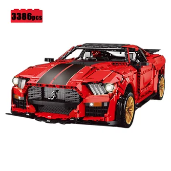 SANDĖLYJE Kobra Shelby GT500 Automobilių Sporto statybinių blokų Montavimas Miesto pavyzdžiu Superautomobilį Plytų Žaislą Dovanų Rinkinys Berniukams SS-50047