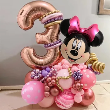 47pcs/Daug Mickey Minnie Mouse Galvą Folija Balionai 32inch Rose Gold Skaičius Balionas Mergina Gimtadienis Babyshower Šalies Apdaila